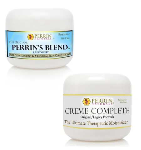 Perrin's Cream: Natural Treatment for Skin Lesions, Basal Cell Carcinoma, Lichen Sclerosus, Actinic Keratosis. Creme Complete and Perrin's Blend